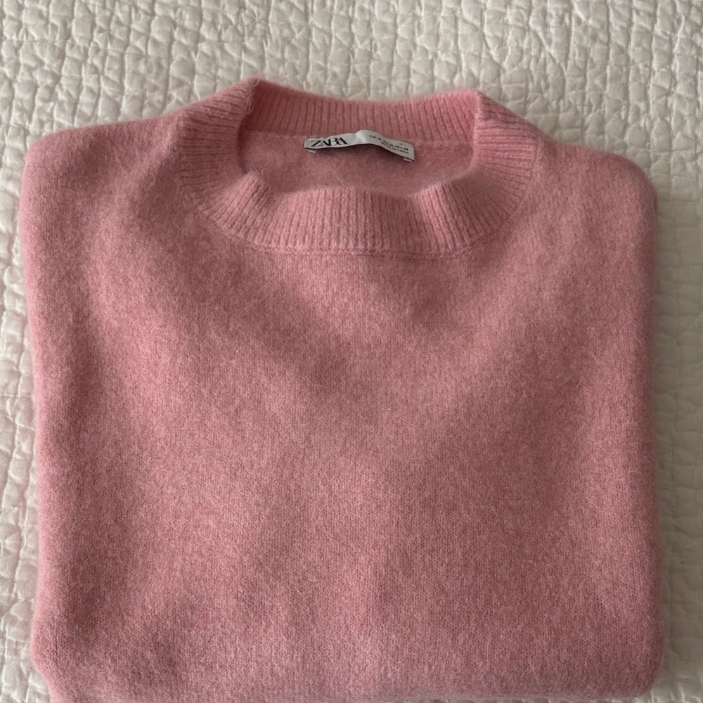 Zara Dusty Pink oversized  Crewneck Sweater